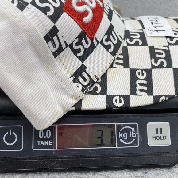 Supreme Hat Cap Strapback Men's Black White Checkered Logo Skater 90s Streetwear - Picture 10 of 10